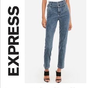 Express super highwaist belted paper bag jeans